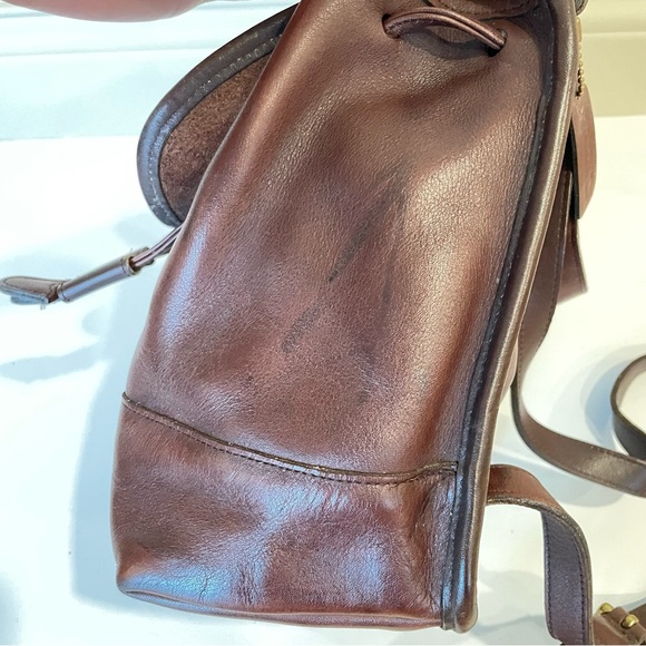 Vintage Chocolate Brown Leather Back Pack Book Bag Coach 9960 Purse Turnlock - Picture 10 of 16